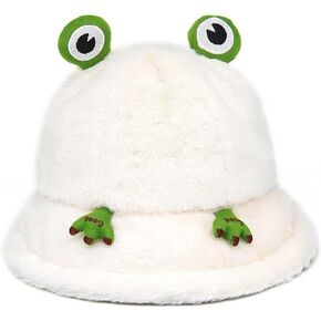 Cute Fuzzy Bucket Hat for Women Crochet Bucket Hat Winter Warm Plush Fisherman Fluffy Bucket Hat