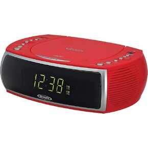 Jensen Sky Blue Modern Home CD Tabletop Stereo Clock Digital AM/FM Radio CD Player Dual Alarm Clock CD Top-Loading Player | USB Charging Port DV 5V 800mA | Headphone Jack | 0.9 Display Green LED