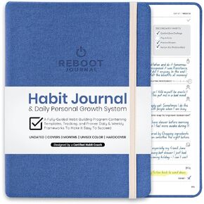 The Reboot Journal - Habit Journal for Building Positive Life Changing Habits - Guided Daily Self Improvement Blueprint with Habit Tracker - Accelerate Your Personal Growth - Undated Wellness Journal