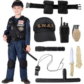 Spooktacular Creations Kids Police Costume, SWAT Police Costume for Boys Halloween Dress-up Parties