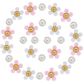 Flower Shoe Charms for Croc Clog Sandals Bracelets Accessories Decoration, Cute White Black Pink Yellow Purple Flower Pearl Shoe Charms for Kids Teens Adults Women Birthday Party Favor