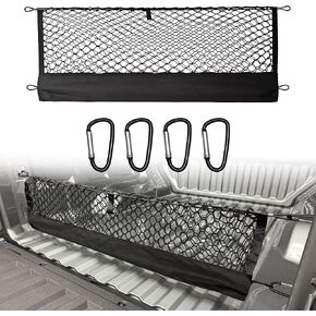 Envelope Style Cargo Net Compatible with GMC Sierra & Chevy Silverado 2013-2024, Highly Elastic Truck Bed Cargo Net with Storage Bag-Heavy Duty Carabiners- Upgraded 4mm Bungee