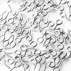 12mm x 5mm Mini Silver Metal Hoop Eye Pin Screws for Arts & Crafts Projects, Cork Top Bottles, DIY Jewelry, Charm Bead Pieces (100 Pieces)