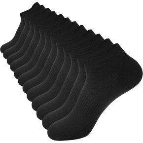 Ankle Socks for Women, Cotton Running Athletic Socks with Heel Tab Low Cut Sports Short Socks 6 Pairs Black Size 6-9
