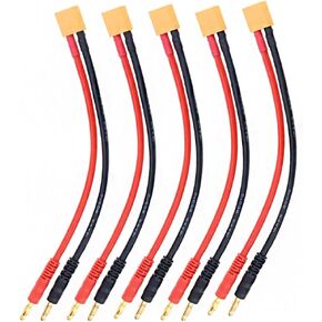 Glarks 5pcs XT60 to 4.0mm Banana Plug Balance Charge Cable Adapter Connectors for RC Helicopter Quadcopter XT60 Lipo Battery Plug Charge