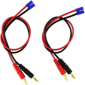 2pcs EC2 Male to 4mm Banana Plug Connector Plug Adapter Charge Cable Lead Test Leads 16awg 11.8inch for RC Lipo Battery(Pack of 2)