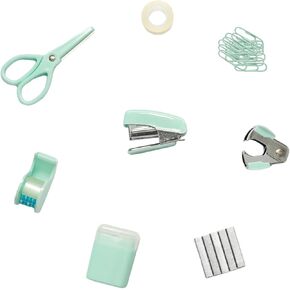 Lilaly 1 Set Mini Office Supply Kit, Mini School Supplies, Mini Stapler, Cute School Supplies (Pink)