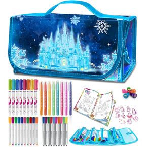 weirtoya Washable Fruit Scented Markers Set with Mermaid Pencil Case Mermaid Stickers Stamps Coloring Book, STEM Toys Mermaid Gifts for Girls Birthday Gifts for Girls 4-9 Years