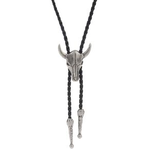 COOLLA Bolo tie- Handmade Bull Western Cowboy Black Vintage Turquoise Pendant for Women,Men