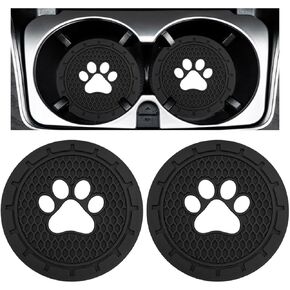 Kewucn 4 PCS Car Cup Holder Coaster, 2.75 inch Cute Paw Car Coaster for Women & Men, Anti Slip PVC Auto Cup Holder Insert Coasters, Universal Car Interior Decor Accessories (Black)