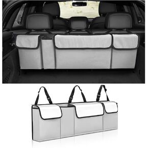 Car Trunk Organizer, Collapsible Large Capacity Auto Backseat Hanging Storage Bag with Adjustable Strap & 4 Pockets, Space Saving Car Back Seat Cargo Bag, Universal for Vehicles (Black) in Saudi Arabia