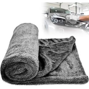 Premium Large Microfiber Drying Towel for Car SUV Truck and Home, Large Super Absorbent and Soft Microfiber Towel, 1400GSM, Edgeless Twisted Pigtail Loop Design, 32" X 20" Gray