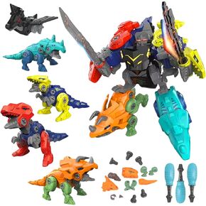Sezua Dinosaur Building Boy Toy - 5 in 1 Take Apart Toys with Drill Tool for Kid Age 4 5 6 7 8 Years Dinosaur Construction Toy Gift for Birthday Christmas