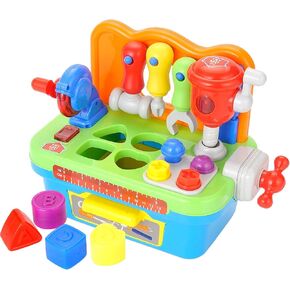 Toddler Tool Bench Toys for 1 Year Old Boy, Kids Tool Bench Toys for Toddlers 1-3, Multifunctional Early Learning Tool Toy Baby Workbench Toy with Light & Sound, Baby Tool Set with Shape Sorter in Kuwait