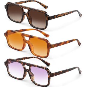 Retro Square Sunglasses for Womens Men - Trendy Vintage Aviator Sun Glasses UV400 Protection