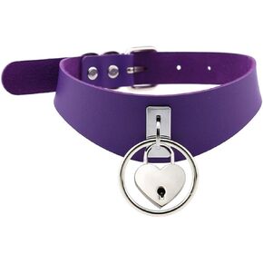 Punk Hauling Chain PU Leather Collar Metal Ring Choker Gothic Necklace NightClub Goth Leash Belts Adjustable Size