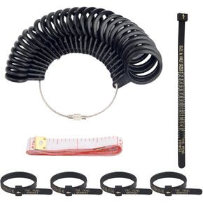 Ring Sizer Measuring Tool & Finger Ring Gauge Tool for Accurate Measurement, Ring Measurer for Men/Women to Solve How to Measure Your Ring Size US 0-13 with Soft Tape Measure & 4PCS Ring Strip
