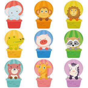 Lucleag 45PCS Hot Air Balloons Cutouts for Classroom Decor, Cute Animals in Hot Air Balloon Paper Cut-Outs Name Tags Nameplates for School Classroom Home Bulletin Board Decorations