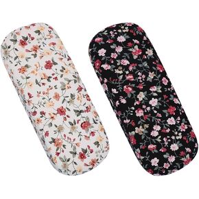 2 Pcs Hard Shell Glasses Cases Floral Eyeglasses Boxes Sunglasses Reading Glasses Storage Protector Cases Black White