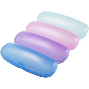 2 Pcs Clear Plastic Eye Glasses Cases Hard Reading Glasses Boxes Portable Glasses Storage Case Lightweight Sunglasses Holder Protector Travel Eyeglasses Organizer