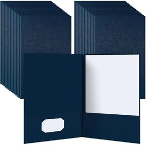 Janlaugh 25 حزمة 9 "× 14.5" مجلدات العرض مجلد الكتان مع 2 جيب المجلدات الحجم القانوني مجلدات الضرائب لمعدي الضرائب مجلدات المشروع لتقارير كتيبات موسم الضرائب (الأزرق الداكن)