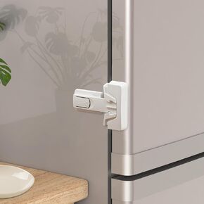 Refrigerator Fridge Freezer Door Lock for Kids and Aging Seals, Child Proof Refrigerator Latch Lock to Keep Door Closed, No Tools Required and Easy Installation (White)