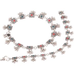 Efulgenz Indian Silver Tone Bell Charms Tassel Chain Anklet Set Bracelet Payal Foot Jewelry, Onesize, Metal, not known