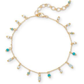 Rocksbox Drift Beaded Anklet in Blue Ombre - Blue Beaded Ankle Bracelet - 14k Gold Plating with Beading - Premium Quality Jewelry - 9" with Extender