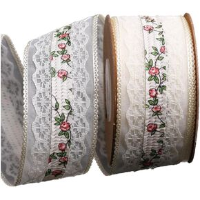 Vintage Lace Trim, Pink Embroidery Lace Ribbons for Crafts, Lace for Sewing Wedding/Bridal Decoration, 10 Yards (Green) in Kuwait