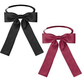 Womens Bow Tie, Black Western Bow Ties for Men Women Kids, Pre-Tied Colonel Ribbon String Tie for Party Shirt