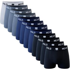 Polo Wear Men’s Underwear Microfiber Trunks Boxer Briefs Breathable Assorted Colors Multipack 12-pack