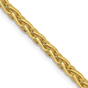 Avariah Solid 14k Yellow Gold 3mm Parisian Wheat with Lobster Lock Chain - 16" 18" 20" 22" 24" 26" 30"