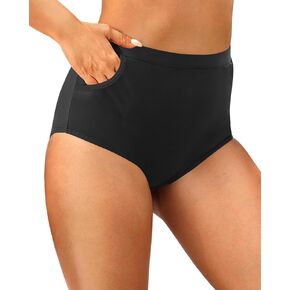 Zmart High Waisted Bikini Bottoms - with Pockets Women's Tummy Control Swim Bathing Suit Bottom