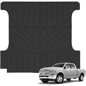 Truck Bed Mats Compatible with 2019-2024 Chevy Silverado 1500 & GMC Sierra 1500 Crew Cab 5.8Ft Short Bed, TPE All-Weather Rubber Truck Bed Liner