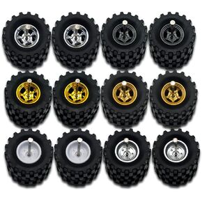 WAVEIST Hot 1/64 Wheels and Tires Removable with Grain for Diecast Model Car Vehicles (6 Wheels and 6 Extra Tires in 1 Box), Suitable for Car Culture, Modified Sets, Mainline, Real Riders