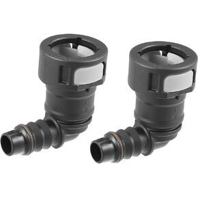 X AUTOHAUX 2pcs Fuel Line Quick Connect 90 Degree Push-On Single Barb Adapter Connector for 1/2 to 1/2 Rubber Tubing