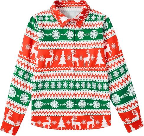 قميص Goodstoworld Boys Halloween Christmas للأطفال بأكمام طويلة وأزرار مقاس 5-12 in Kuwait