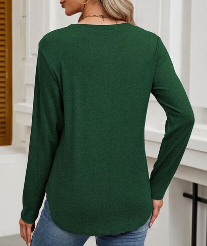 Long Sleeve Shirts for Women 2024 Trendy Fall Tops Crew Neck Sweatshirts Basic Casual Loose Tunic Tops in Saudi Arabia