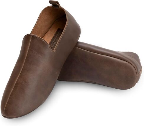 La Leche, Traditional Babouche Slippers for Men, Indoor Slippers, Full Grain Leather, Handmade in Saudi Arabia