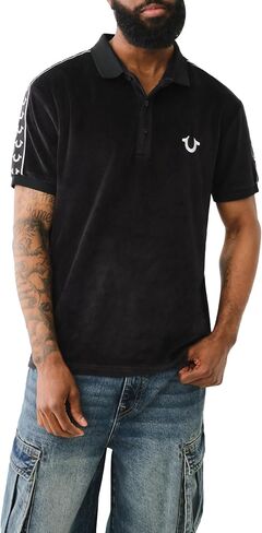 True Religion Men's Damask Velour Polo in Saudi Arabia