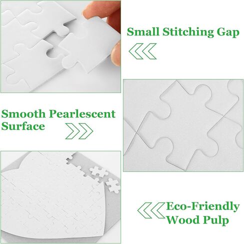 AKOLAFE 20 مجموعة من الفراغات ألغاز التسامي باللون الأبيض بالكامل 83 قطعة - قلب و40 قطعة - أحجية فارغة مستطيلة للرسم عليها والكتابة عليها، اصنع فراغات التسامي الخاصة بك، قطع ألغاز فارغة بالجملة لإنشاء الحرف اليدوية in Kuwait