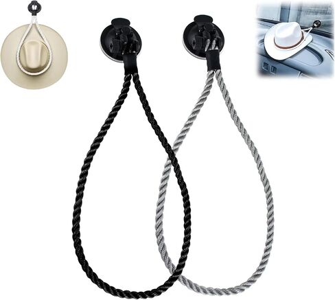 2PCS Hat Mount, Car Cowboy Hat Holder with Suction Cup, Multifunctional Hat Holder Rack for Car/SUV/Trucks/Home (2 Pcs, Black+Grey) in Saudi Arabia