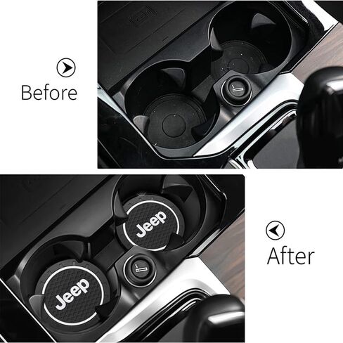 Car Cup Holder Coaster Compatible with Jeep Grand Cherokee Wrangler Compass Renegade Patriot Grand Comander，Recessed Silicone Non-Slip Drink Coaster Car Interior Accessories 2.75 Inch 2 Pieces 2 in Saudi Arabia