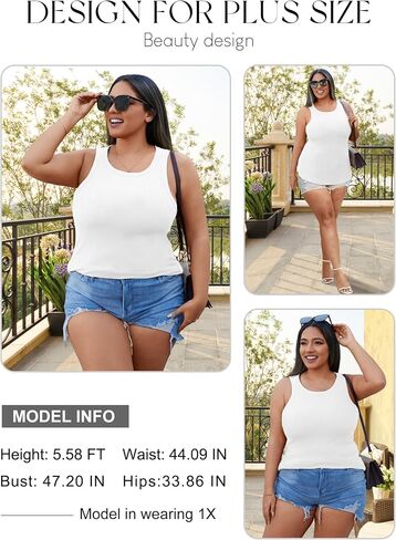 Women’s Plus Size Tank Tops Summer Sleeveless Basic Cami Top Shirt Casual Knit Ribbed Racerback Blouse in Saudi Arabia