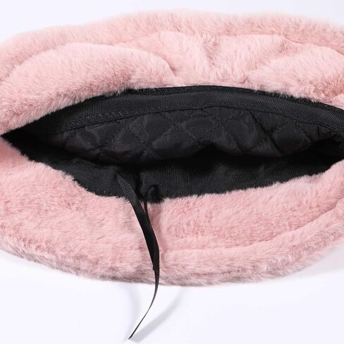 Cute Fuzzy Bucket Hat for Women Crochet Bucket Hat Winter Warm Plush Fisherman Fluffy Bucket Hat in Saudi Arabia