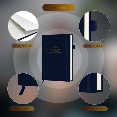 Self-Mastery Journal for Men & Women - Gratitude Journal for Daily Reflection, Mindfulness, and Self-Care - Guided Manifestation Journal - Inspirational Goal Journal with Pen Holder (Navy Blue) in Saudi Arabia