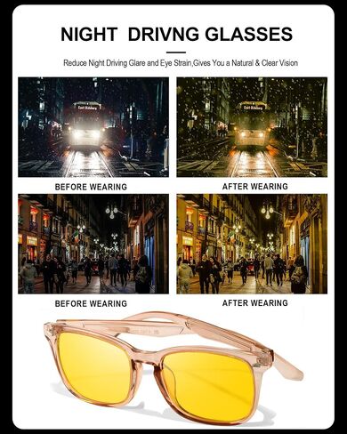 TJUTR Night Vision Driving Glasses for Men Women, Polarized Anti Glare Yellow Glasses for Driving at Night Time TN8082 in Saudi Arabia