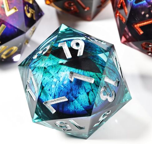 Mini Planet 50mm CHONK D20 D&D Dice with Dragon Eye Inclusions for Tabletop Role Playing Game Dungeons and Dragons Polyhedral D20 Handcrafted Resin D20 for Collection and Gift (Dragon Eye Dice 5) in Kuwait