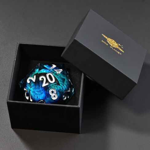 Mini Planet 50mm CHONK D20 D&D Dice with Dragon Eye Inclusions for Tabletop Role Playing Game Dungeons and Dragons Polyhedral D20 Handcrafted Resin D20 for Collection and Gift (Dragon Eye Dice 5) in Kuwait