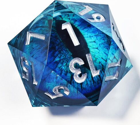 Mini Planet 50mm CHONK D20 D&D Dice with Dragon Eye Inclusions for Tabletop Role Playing Game Dungeons and Dragons Polyhedral D20 Handcrafted Resin D20 for Collection and Gift (Dragon Eye Dice 5) in Kuwait